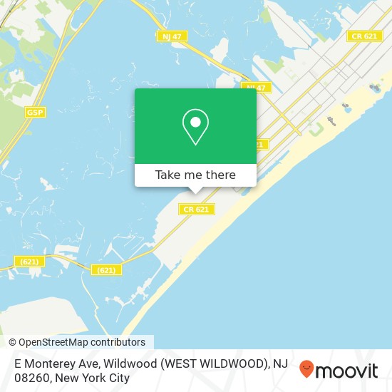 Mapa de E Monterey Ave, Wildwood (WEST WILDWOOD), NJ 08260