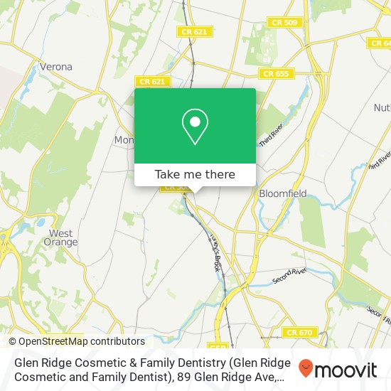 Mapa de Glen Ridge Cosmetic & Family Dentistry (Glen Ridge Cosmetic and Family Dentist), 89 Glen Ridge Ave