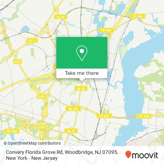 Mapa de Convery Florida Grove Rd, Woodbridge, NJ 07095