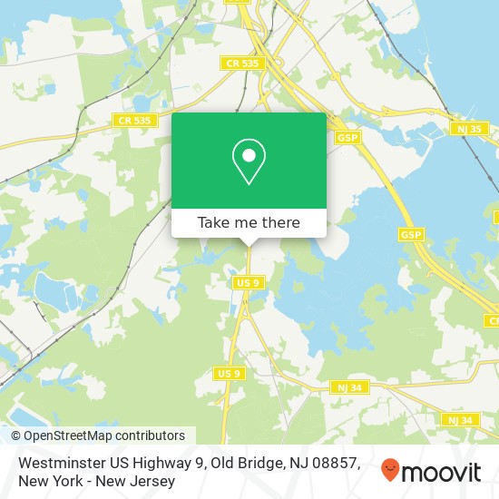 Mapa de Westminster US Highway 9, Old Bridge, NJ 08857