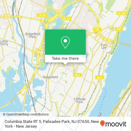 Mapa de Columbia State RT 5, Palisades Park, NJ 07650