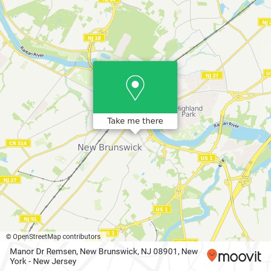 Mapa de Manor Dr Remsen, New Brunswick, NJ 08901