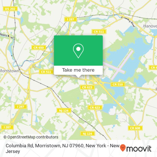 Mapa de Columbia Rd, Morristown, NJ 07960