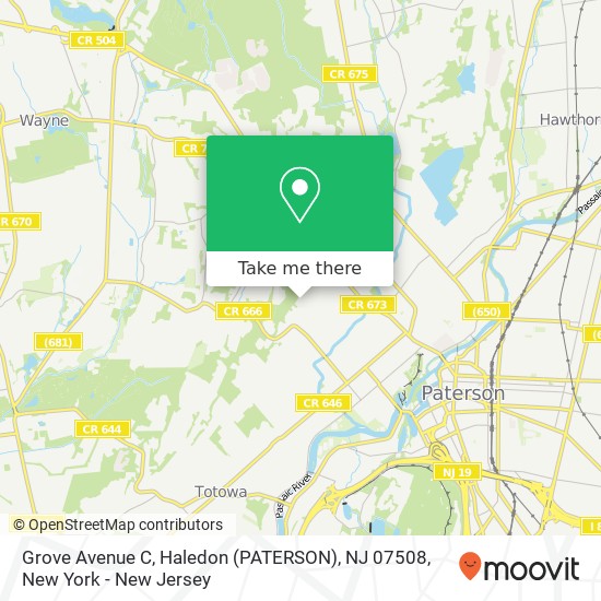 Mapa de Grove Avenue C, Haledon (PATERSON), NJ 07508