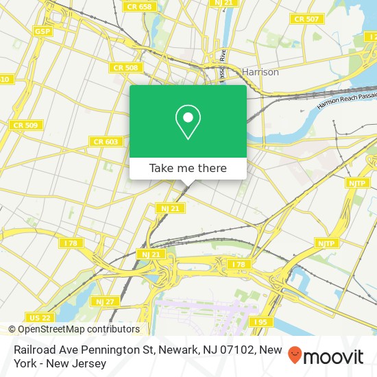 Railroad Ave Pennington St, Newark, NJ 07102 map