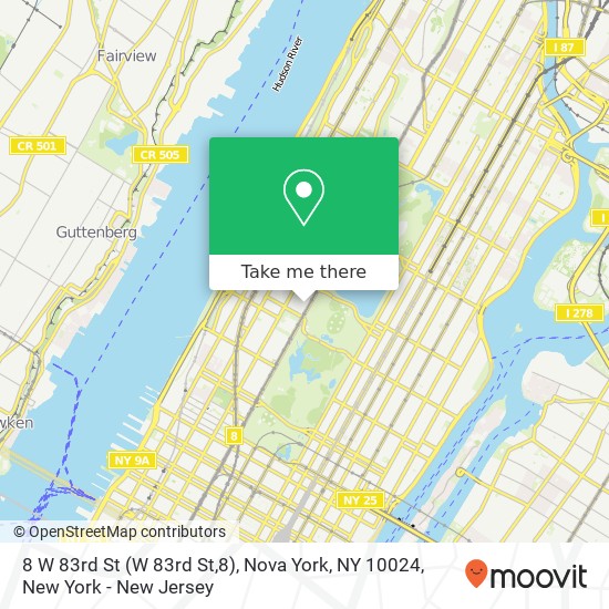 Mapa de 8 W 83rd St (W 83rd St,8), Nova York, NY 10024