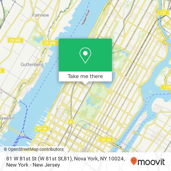 Mapa de 81 W 81st St (W 81st St,81), Nova York, NY 10024