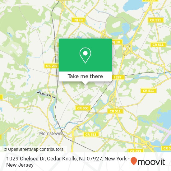 Mapa de 1029 Chelsea Dr, Cedar Knolls, NJ 07927