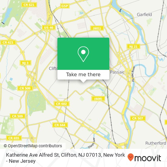 Katherine Ave Alfred St, Clifton, NJ 07013 map