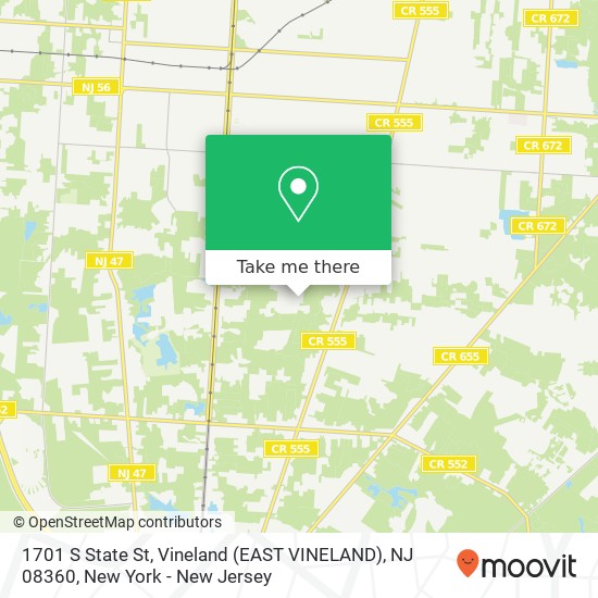 Mapa de 1701 S State St, Vineland (EAST VINELAND), NJ 08360