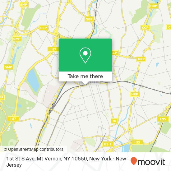 Mapa de 1st St S Ave, Mt Vernon, NY 10550