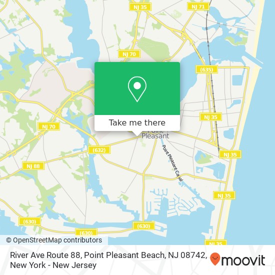 Mapa de River Ave Route 88, Point Pleasant Beach, NJ 08742