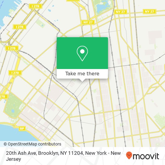 Mapa de 20th Ash Ave, Brooklyn, NY 11204