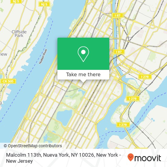Mapa de Malcolm 113th, Nueva York, NY 10026