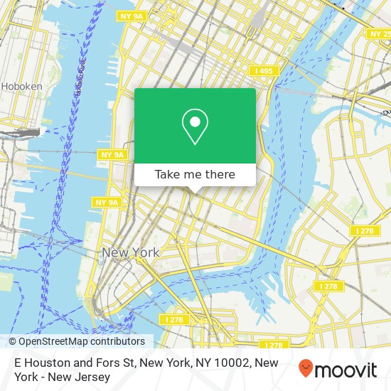 Mapa de E Houston and Fors St, New York, NY 10002