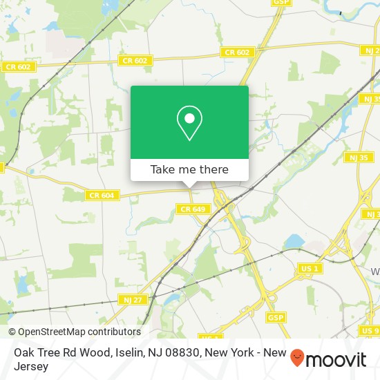 Mapa de Oak Tree Rd Wood, Iselin, NJ 08830