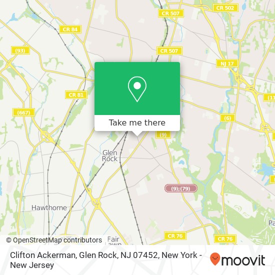 Mapa de Clifton Ackerman, Glen Rock, NJ 07452