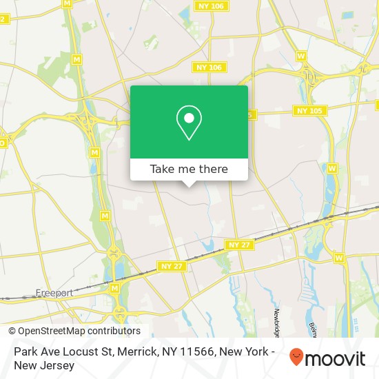 Mapa de Park Ave Locust St, Merrick, NY 11566