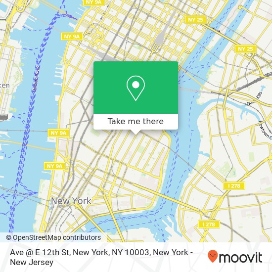 Mapa de Ave @ E 12th St, New York, NY 10003