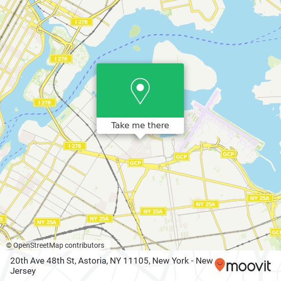 Mapa de 20th Ave 48th St, Astoria, NY 11105