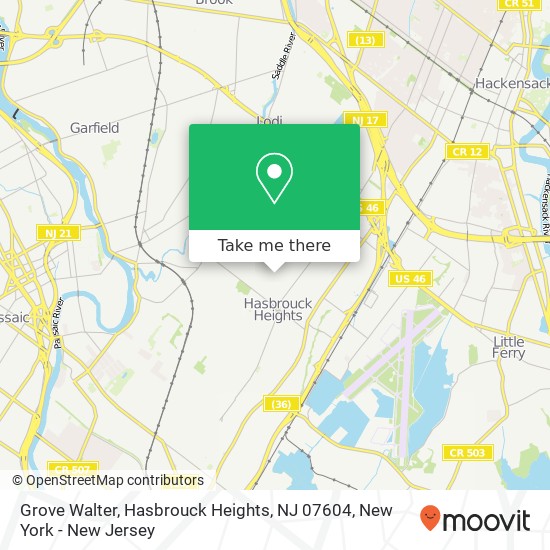 Mapa de Grove Walter, Hasbrouck Heights, NJ 07604