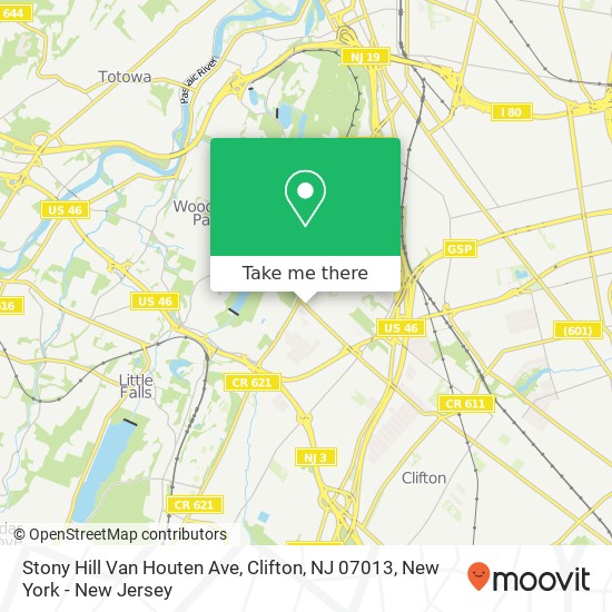 Stony Hill Van Houten Ave, Clifton, NJ 07013 map