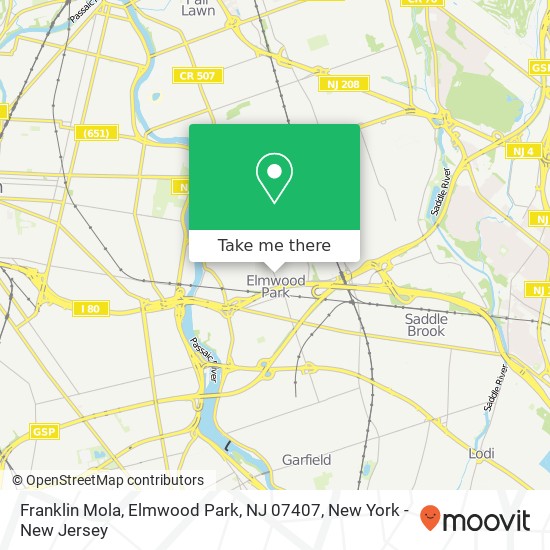 Mapa de Franklin Mola, Elmwood Park, NJ 07407