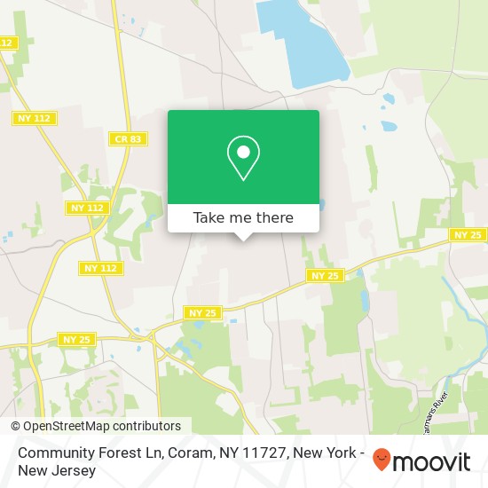 Mapa de Community Forest Ln, Coram, NY 11727
