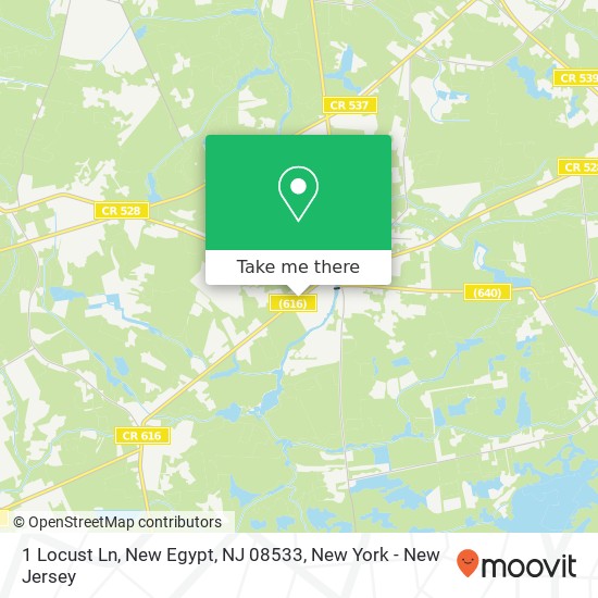 Mapa de 1 Locust Ln, New Egypt, NJ 08533