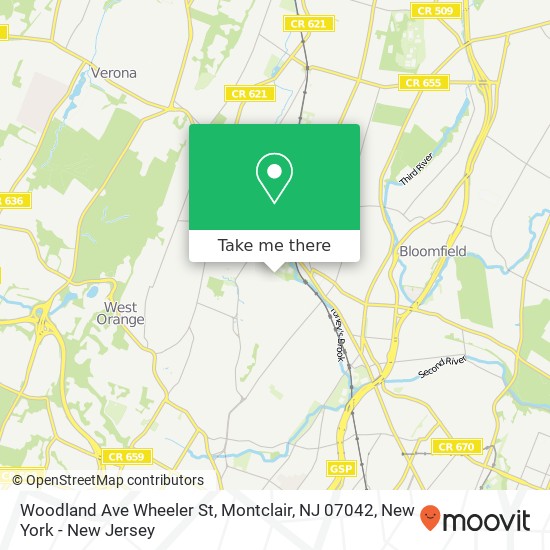 Woodland Ave Wheeler St, Montclair, NJ 07042 map