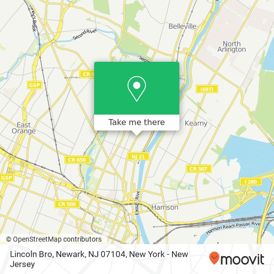 Mapa de Lincoln Bro, Newark, NJ 07104