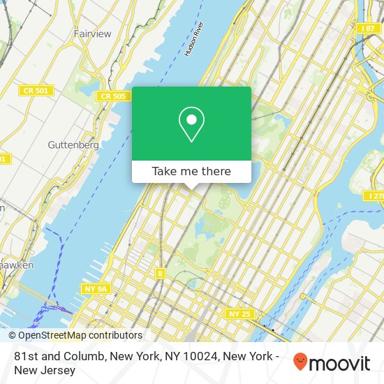 81st and Columb, New York, NY 10024 map