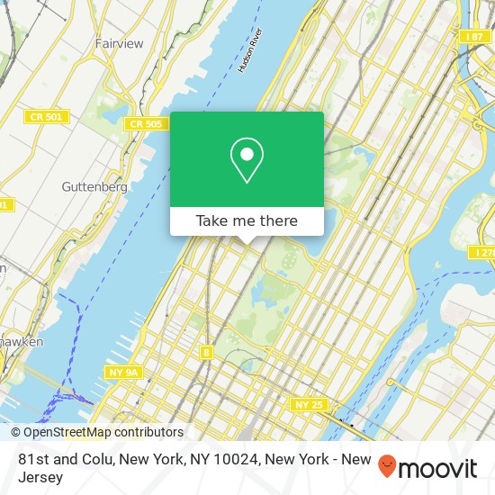 81st and Colu, New York, NY 10024 map