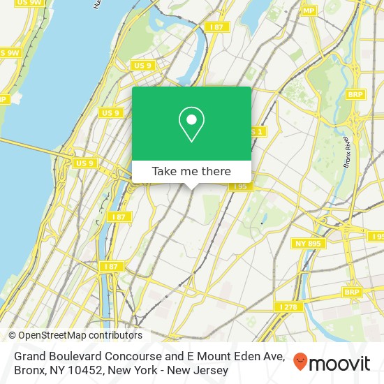 Grand Boulevard Concourse and E Mount Eden Ave, Bronx, NY 10452 map