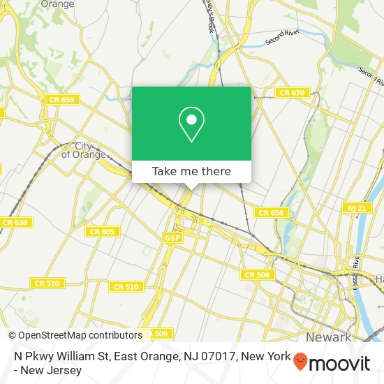 Mapa de N Pkwy William St, East Orange, NJ 07017