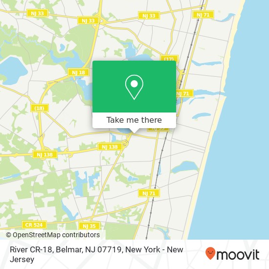 Mapa de River CR-18, Belmar, NJ 07719