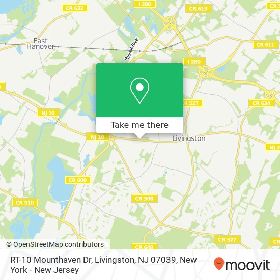 Mapa de RT-10 Mounthaven Dr, Livingston, NJ 07039