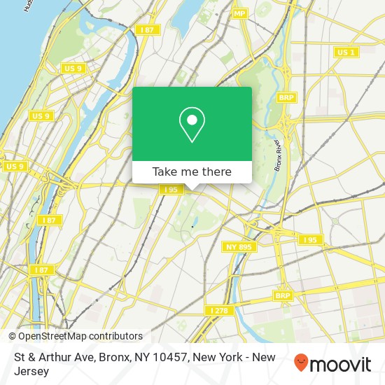 St & Arthur Ave, Bronx, NY 10457 map