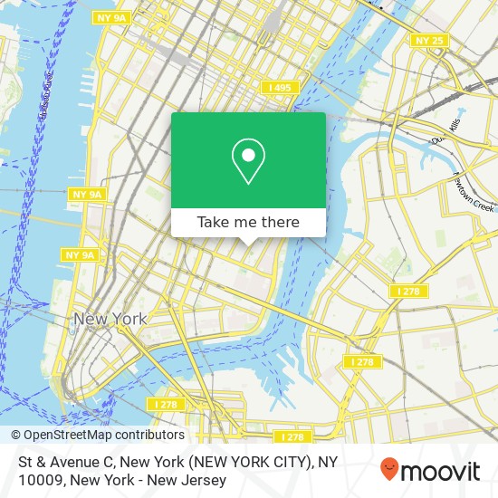 Mapa de St & Avenue C, New York (NEW YORK CITY), NY 10009