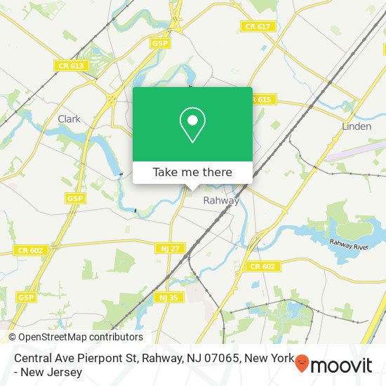 Mapa de Central Ave Pierpont St, Rahway, NJ 07065