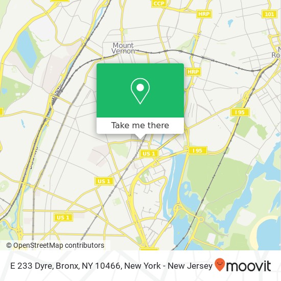 Mapa de E 233 Dyre, Bronx, NY 10466