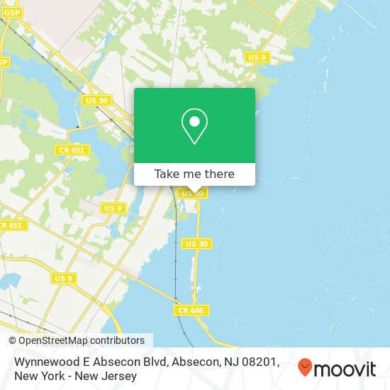 Mapa de Wynnewood E Absecon Blvd, Absecon, NJ 08201