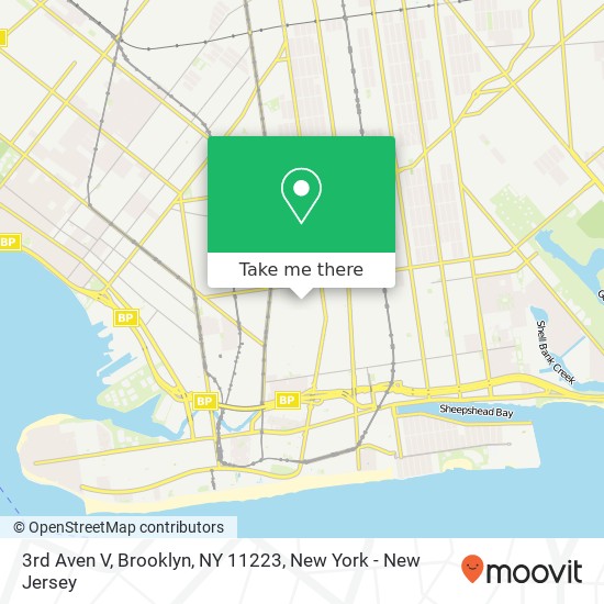 Mapa de 3rd Aven V, Brooklyn, NY 11223