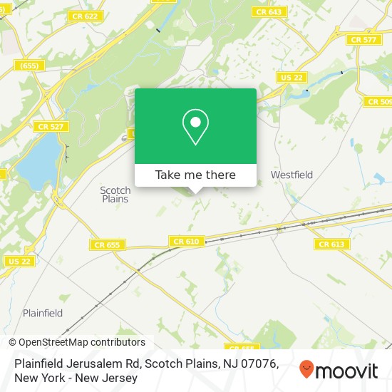 Mapa de Plainfield Jerusalem Rd, Scotch Plains, NJ 07076