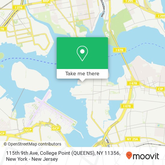 Mapa de 115th 9th Ave, College Point (QUEENS), NY 11356