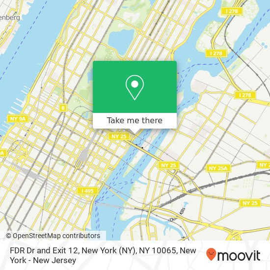 Mapa de FDR Dr and Exit 12, New York (NY), NY 10065