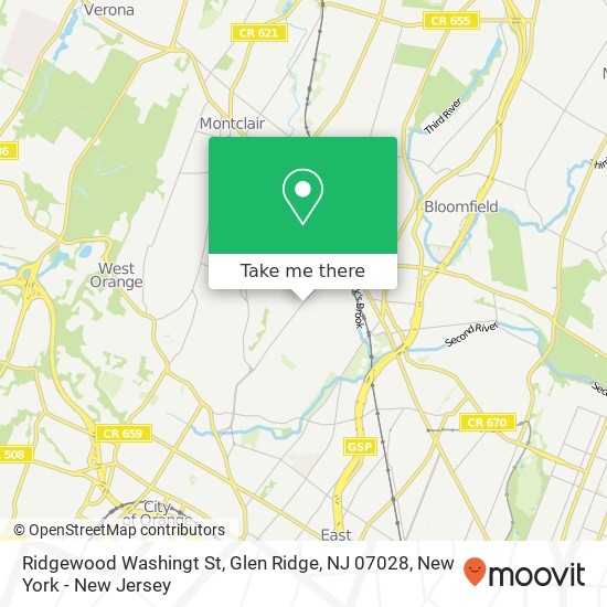 Mapa de Ridgewood Washingt St, Glen Ridge, NJ 07028