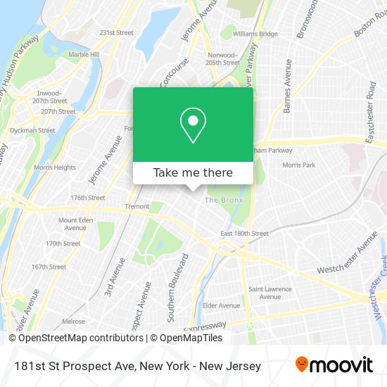 181st St Prospect Ave map