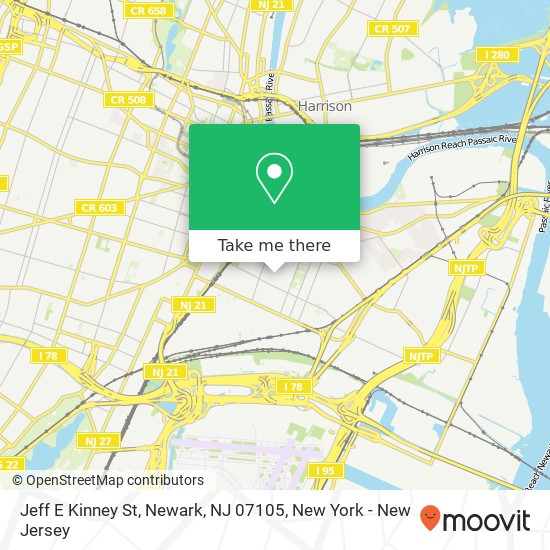 Mapa de Jeff E Kinney St, Newark, NJ 07105