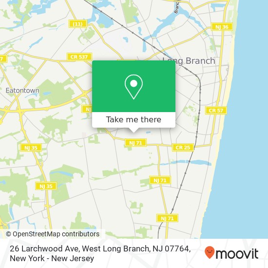 Mapa de 26 Larchwood Ave, West Long Branch, NJ 07764